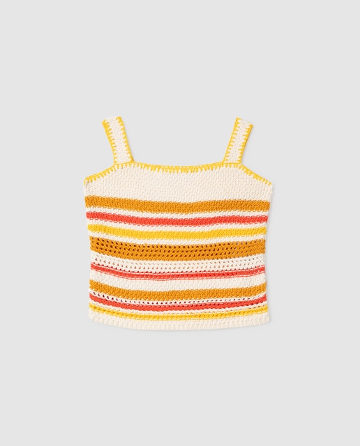 Camiseta de niña crochet rayas
