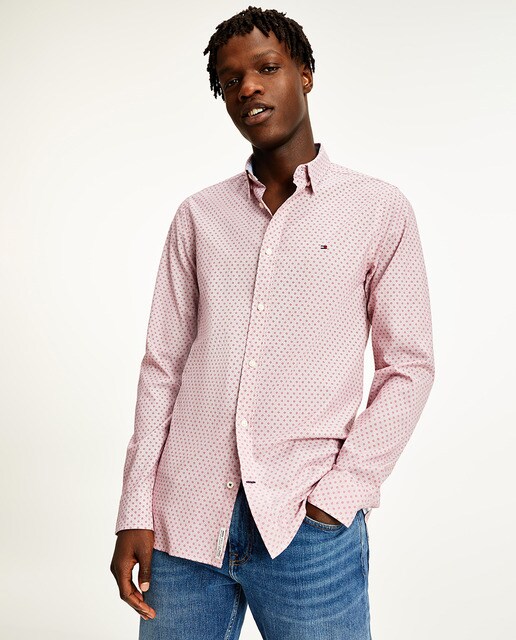 Men's slim fit red long-sleeve shirt 