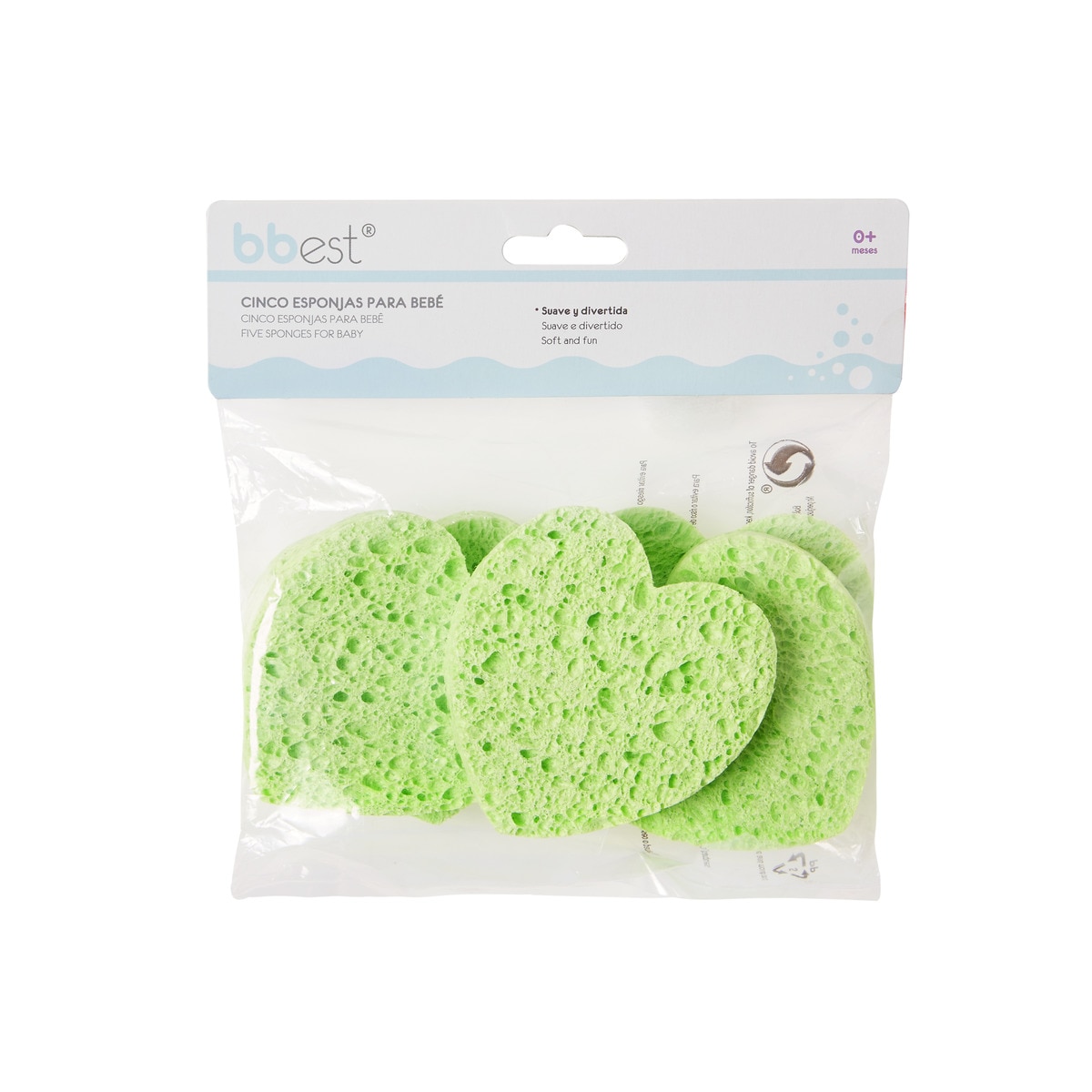 Pack de 5 esponjas Coração de celulose verdes Verde-2
