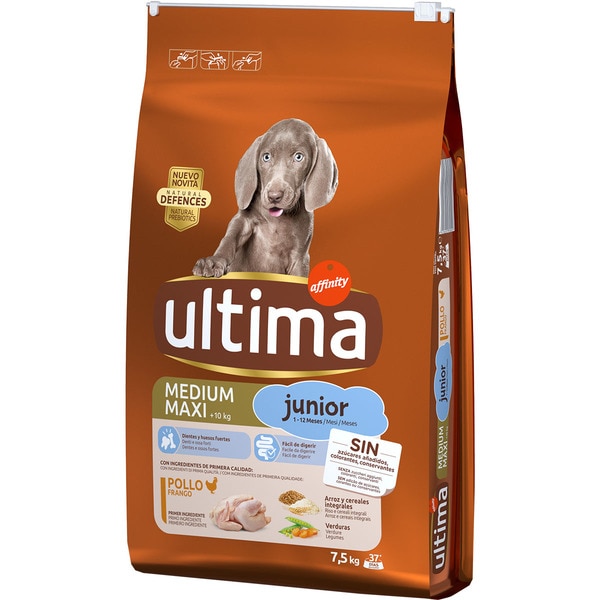 Medium Maxi Junior pienso para perros adultos medianos y grandes con pollo bolsa 7,5 kg