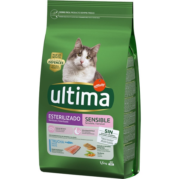 Sterilised Sensitive cat food with trout for sterilised adult cats bag