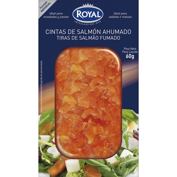 ROYAL cintas de salmón ahumado noruego envase 60 g