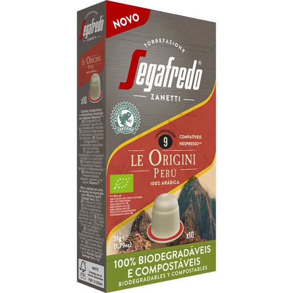 Comprar Le Origini Perú café ecológico 100% arábica intensidad 9 estuche 10  cápsulas compostables y compatibles con Máquinas Nespresso · SEGAFREDO ·  Supermercado El Corte Inglés