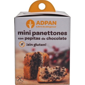 ADPAN Mini-Panettone mit Schokoladentropfen, glutenfrei, 2 Stück Behälter 200 g