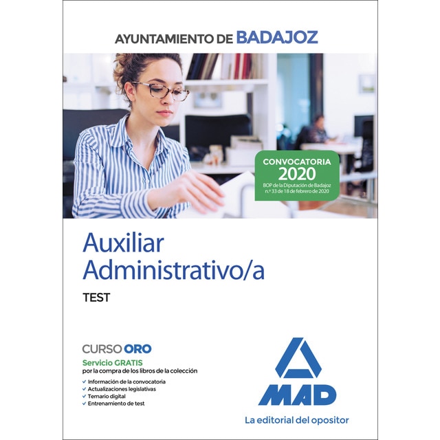 Auxiliar administrativo del ayuntamiento de badajoz. Test (Tapa blanda)