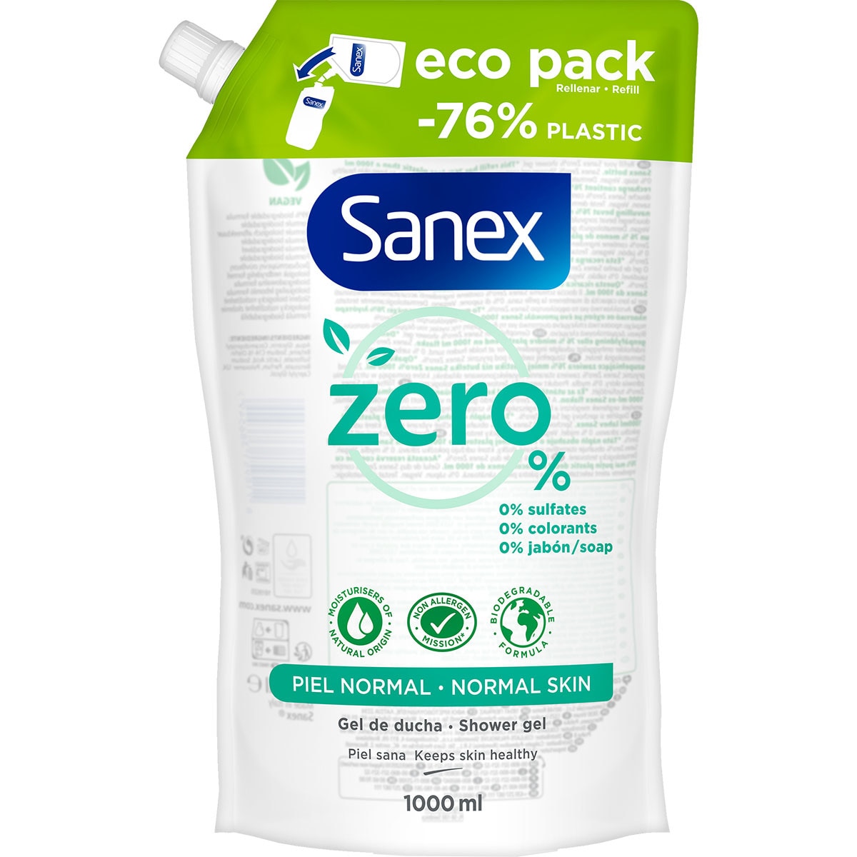 Buy Zero shower gel 0 sulphates, colourings and soap for normal skin