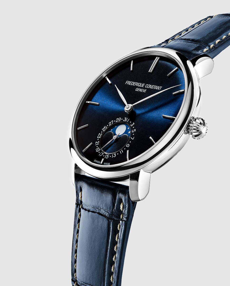 Relógio Slimline Manufacture Frederique Constant FC-705NR4S6 em Pele - Azul Azul-3