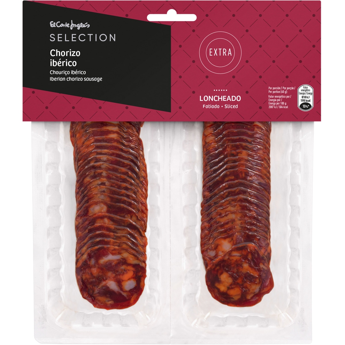 Chorizo ibérico extra en lonchas pack 2 x 75 g envase 150 g · EL CORTE INGLES SELECTION