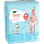 pañales unisex de 17 a 28 kg talla 6 elásticos y transpirables bolsa 29 unidades