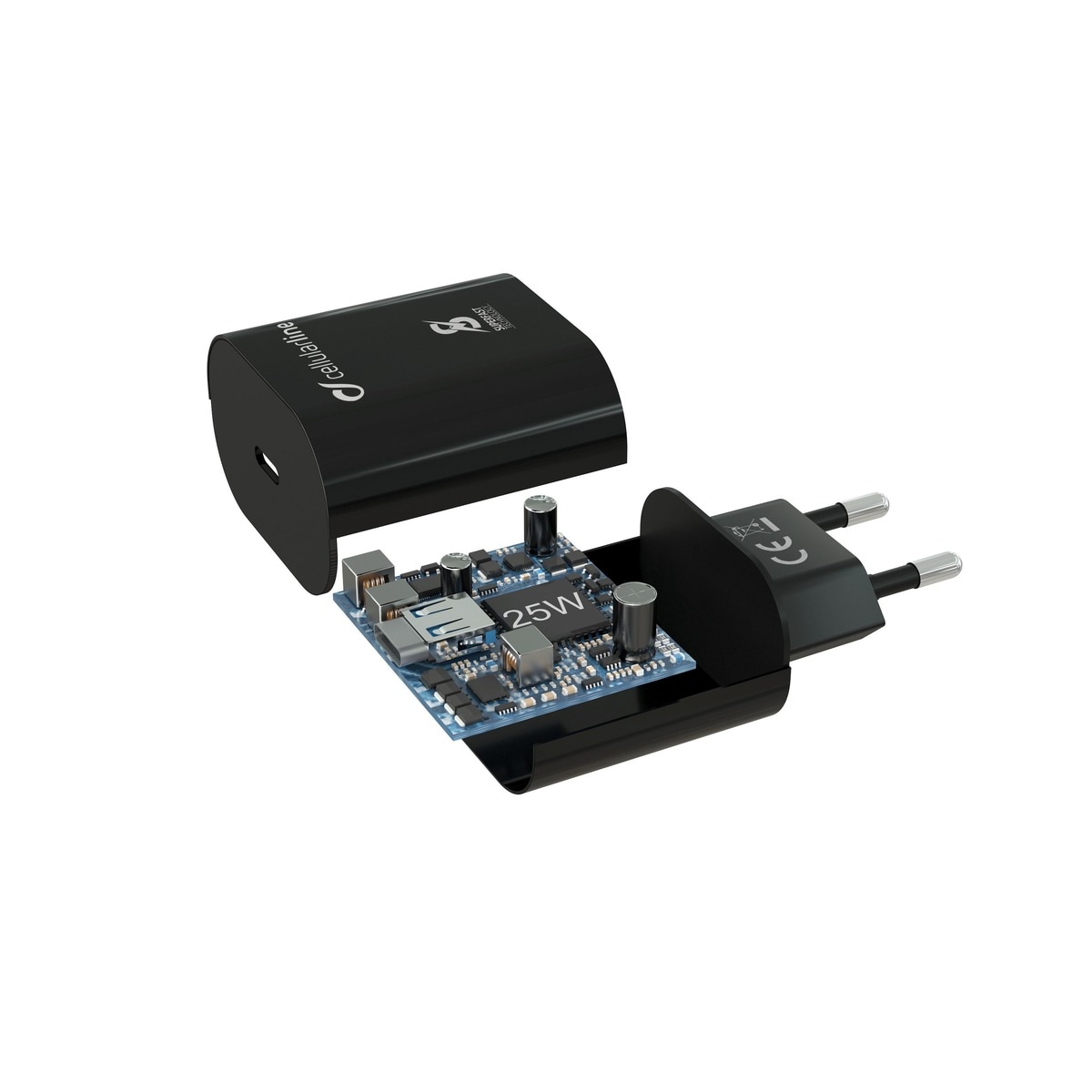 Imagem 0 de Carregador Cellular Line USB-C 25W + USB-C - Preto