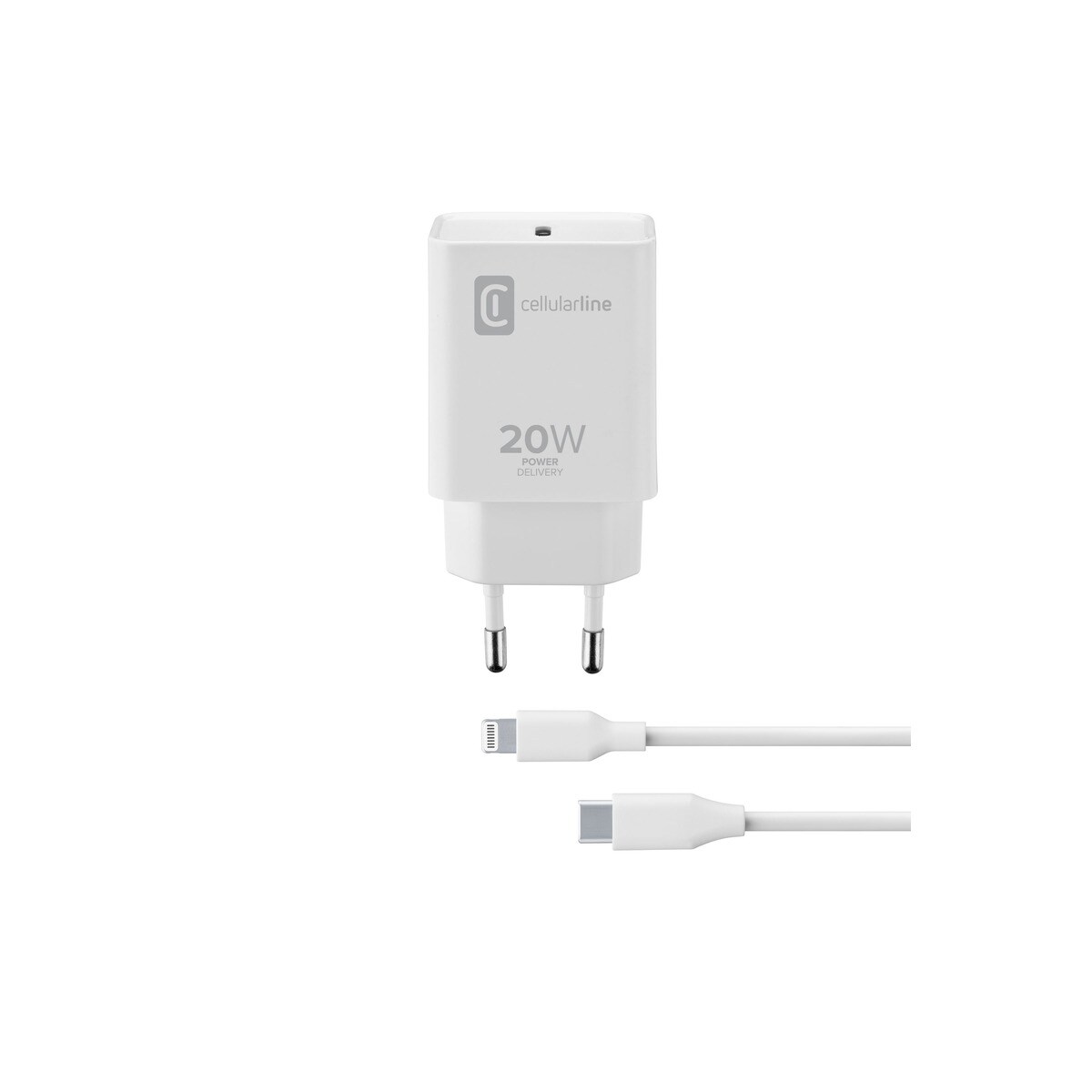 Imagem 0 de Carregador Cellular Line USB-C 20W + Lightning - Branco