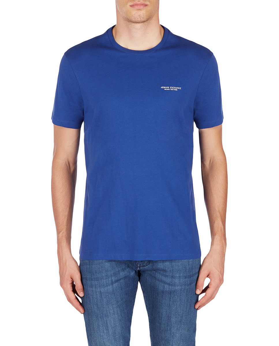 T-shirt regular de algodão Azul-índigo-1