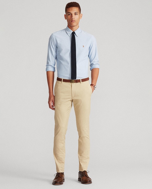 beige chinos with black shirt
