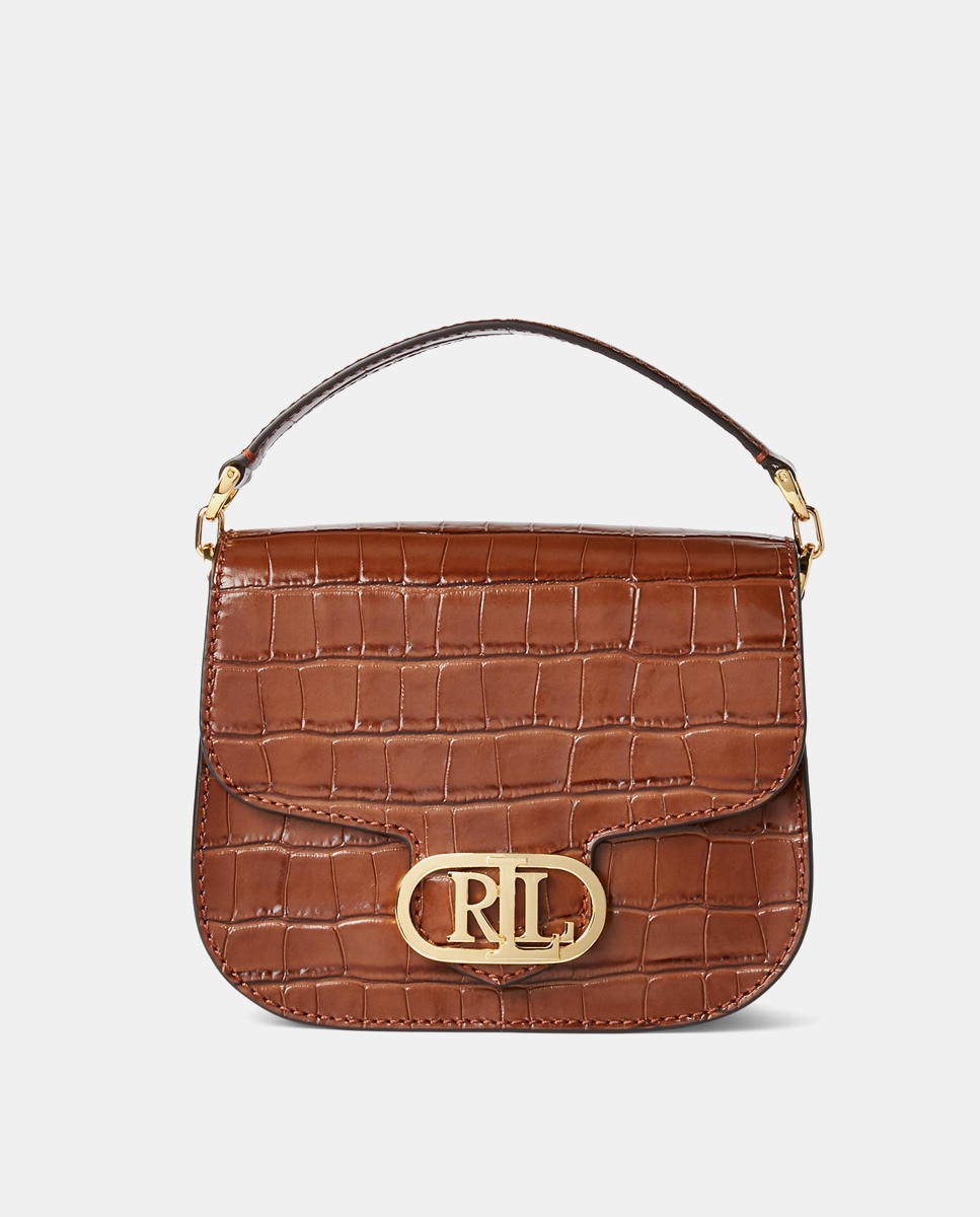 Lauren Ralph Lauren Addie women's brown leather mini crossbody bag with