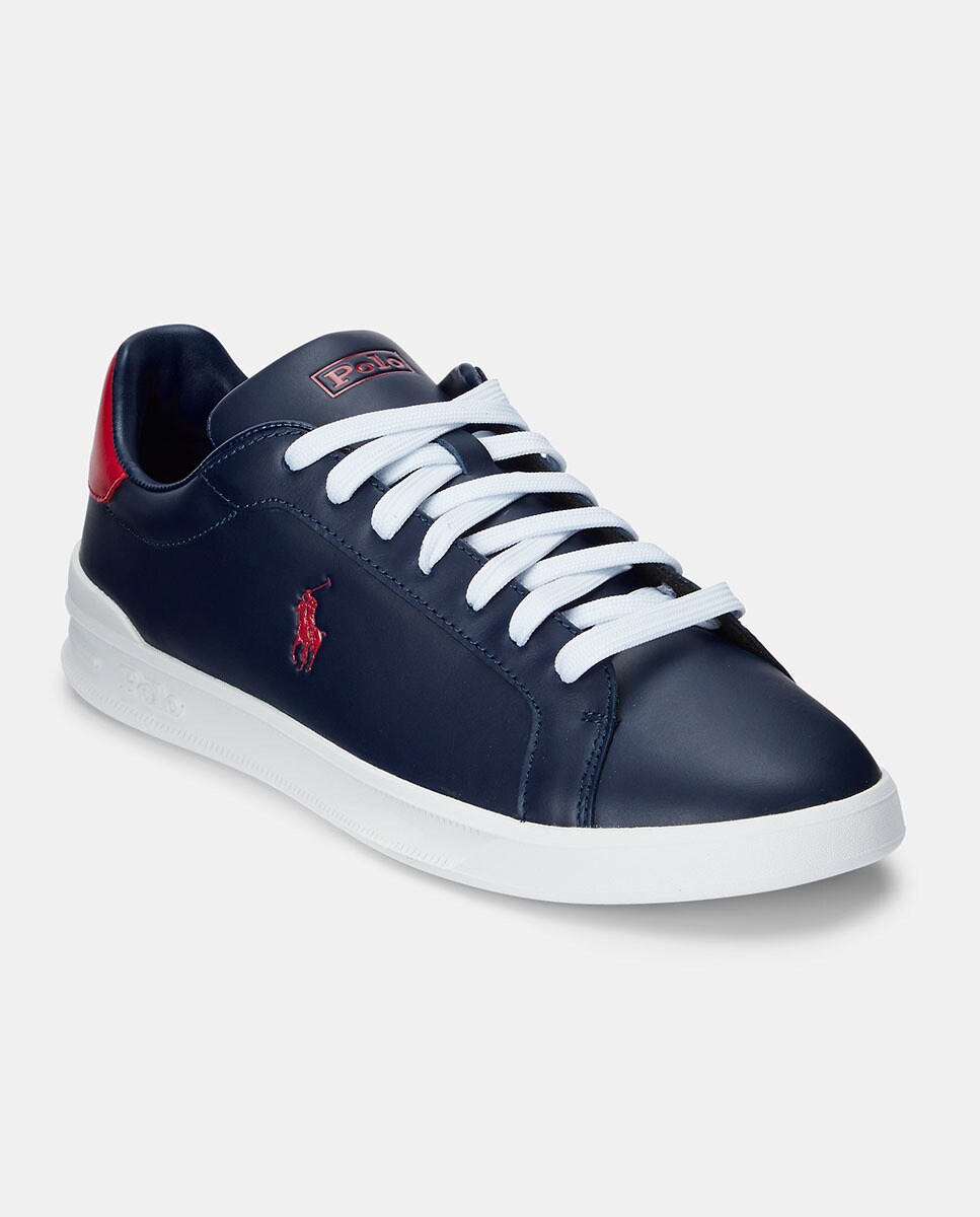 Baskets homme en cuir Polo Ralph Lauren bleu marine à lacets · Polo