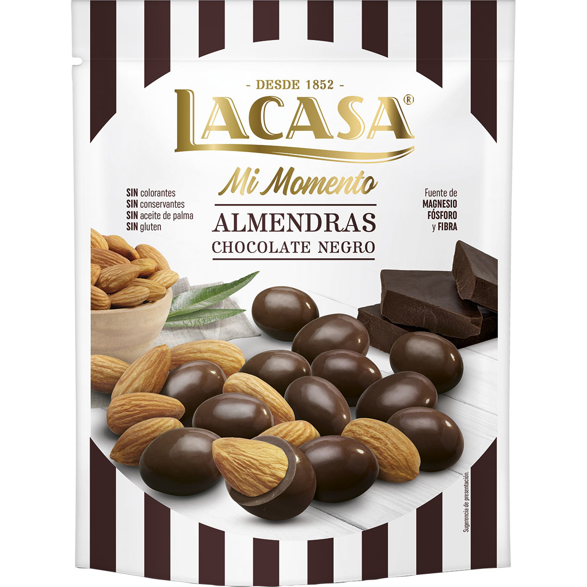 Mi Momento almendras cubiertas con chocolate negro al 70% cacao sin gluten sin aceite de palma