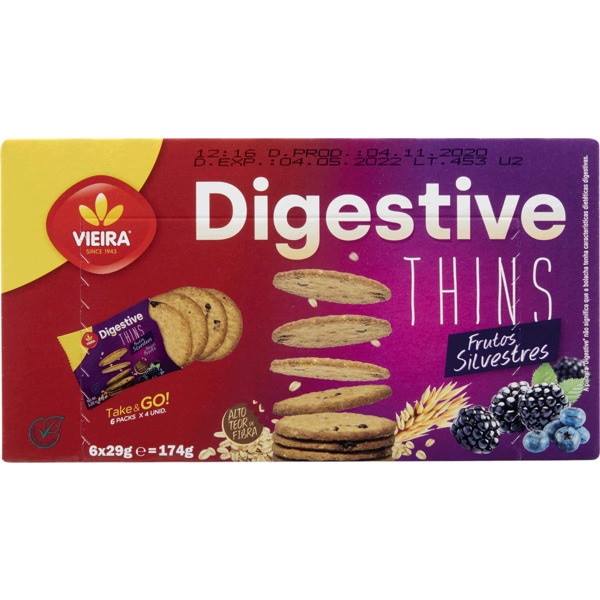 Bolachas Thins de Frutos Silvestres Pack 6 embalagem 174 g