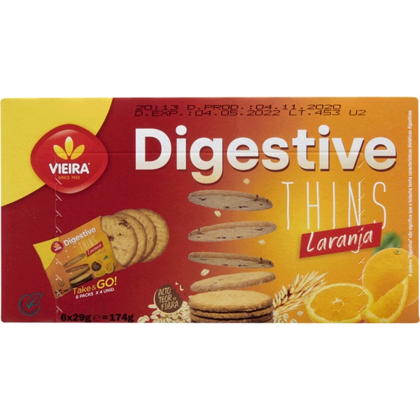 Bolachas Thins de Laranja Pack 6 embalagem 174 g