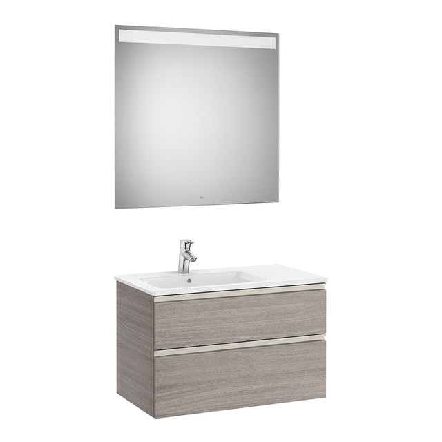 Imagen de Roca The Gap mueble baño doble 2 cajones 1 espejo LED en OfertitasTOP