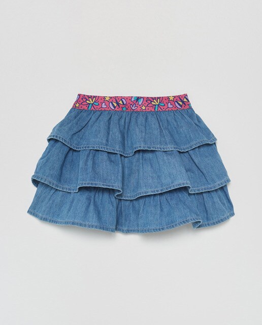 Girls' blue denim skirt with frills · Sfera · Fashion · El Corte Inglés
