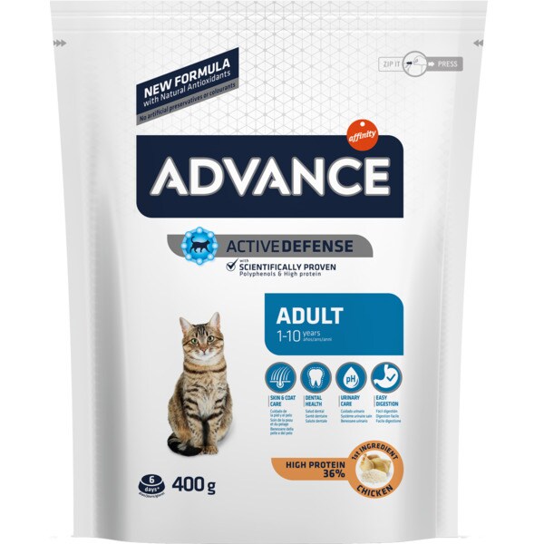 Ração para Gato Adulto 1 a 10 Anos com Frango e Arroz embalagem 400 g
