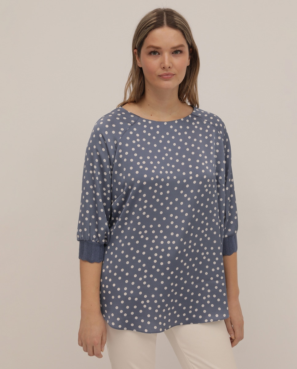 Couchel Collection women's plus size blouse with polka dots and French ...