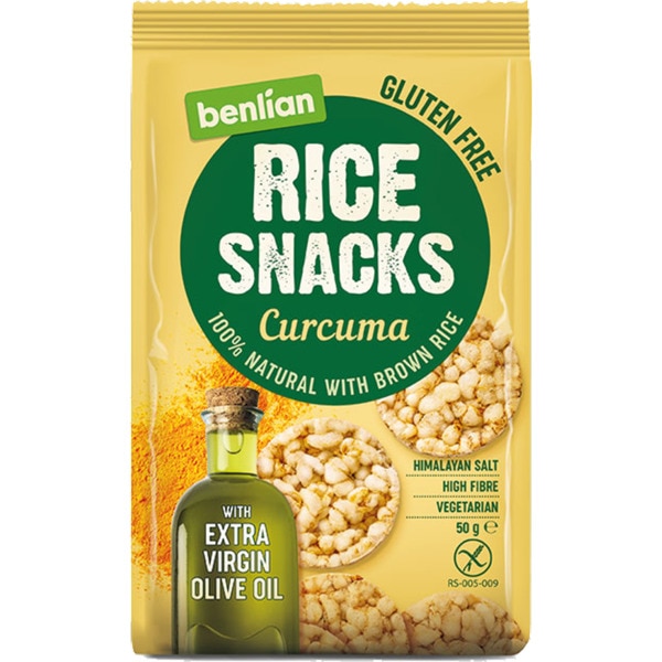 Snack de Arroz com Curcuma sem Glúten embalagem 50 g