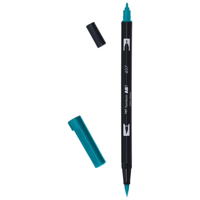 Rotulador Dual Brush ABT Doble Punta Acuarelable Tombow Tiki Teal 407.