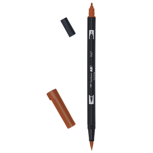 Rotulador Dual Brush ABT Doble Punta Acuarelable Tombow Burnt Sienna 947.