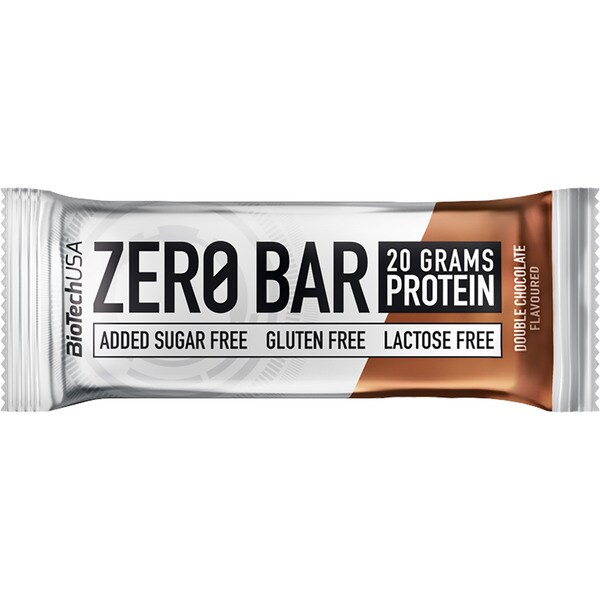 BIOTECH USA Zero barrita de proteínas sabor doble chocolate sin gluten, sin lactosa envase 50 g y sin azúcares añadidos