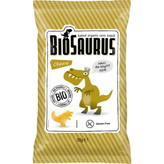 Biosaurus Snack de Milho com Queijo sem Glúten Biológico embalagem 50 g