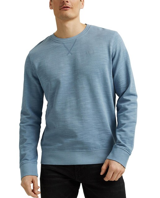 Men's blue organic cotton round collar 