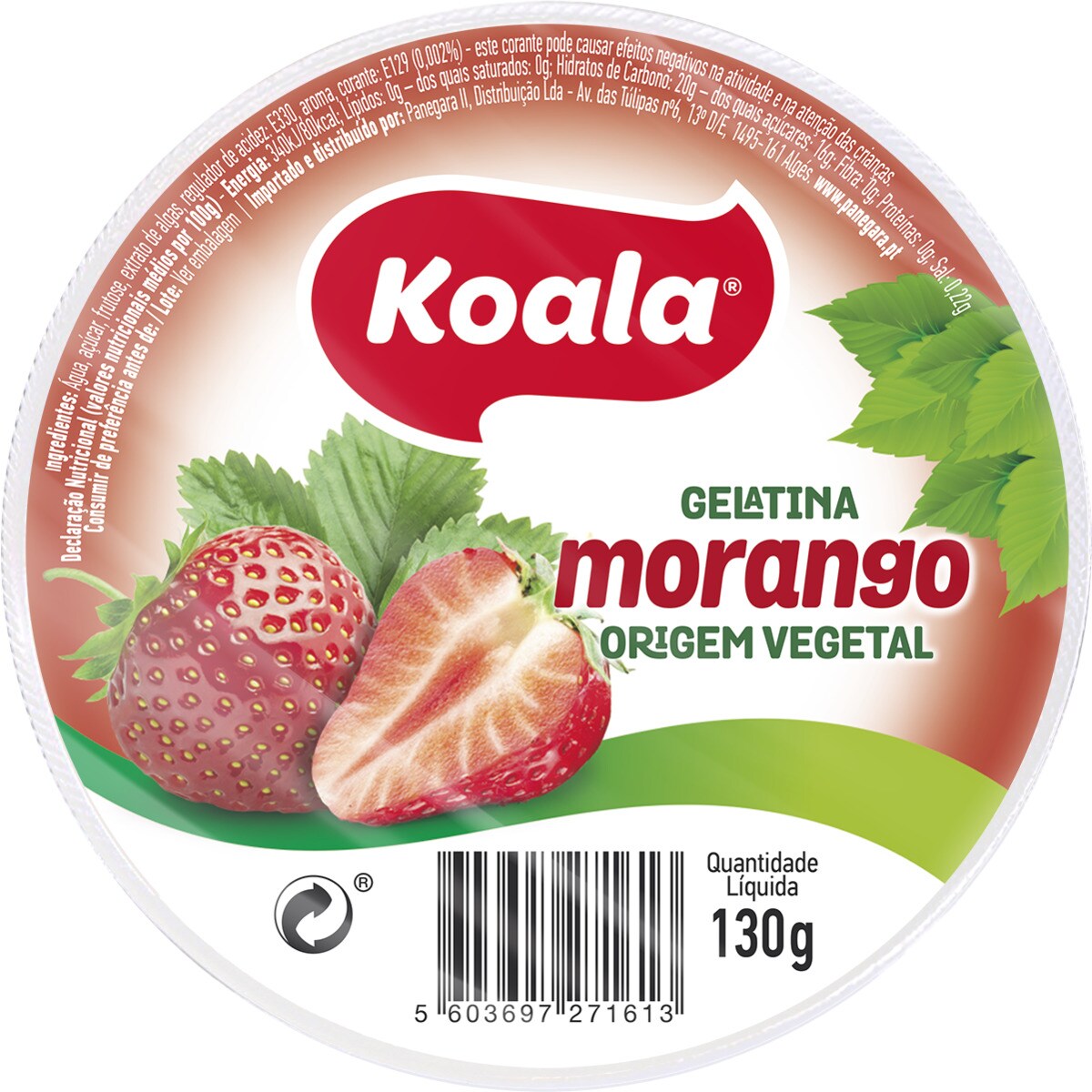 Gelatina Vegetal de Morango embalagem 130 g · Koala · Supermercado El