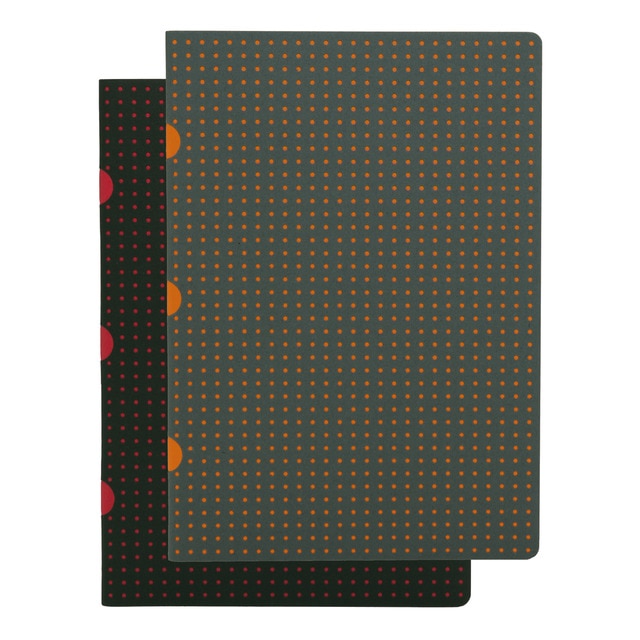 Pack 2 Libretas Cahier Círculo A5 Milimetrado Paper-Oh Negro y Rojo / Gris y Naranja