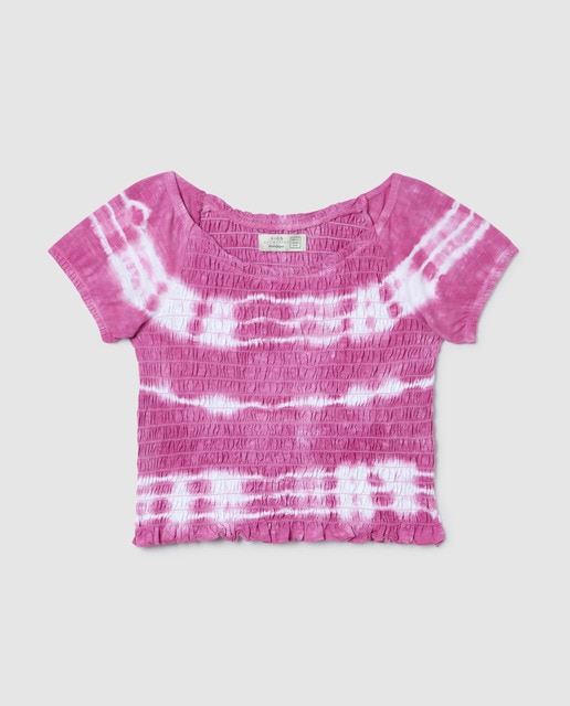 Camiseta de niña tie dye morado