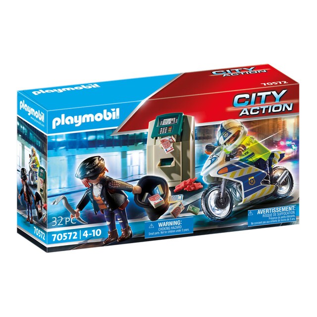 Moto de Policía: persecución del ladrón de dinero Playmobil City Action