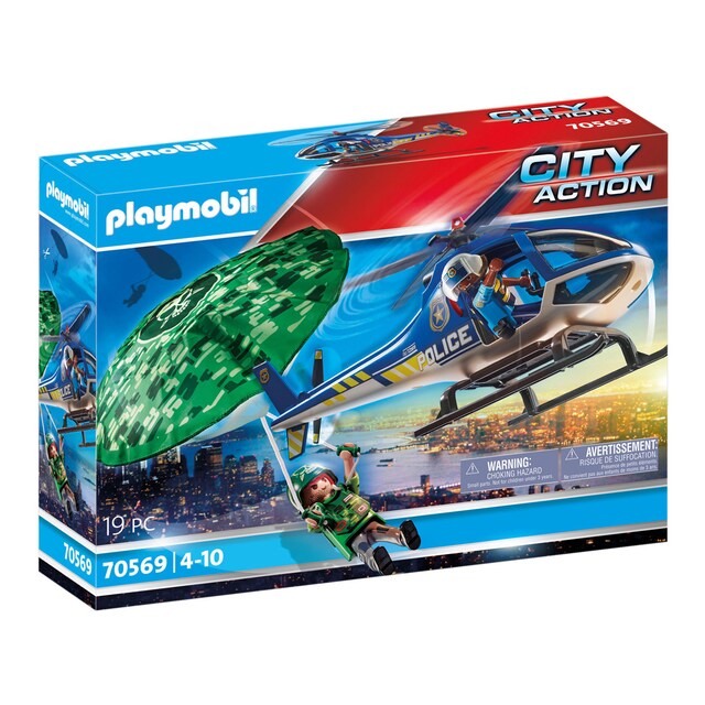 Helicóptero de Policía: persecución en paracaídas Playmobil City Action