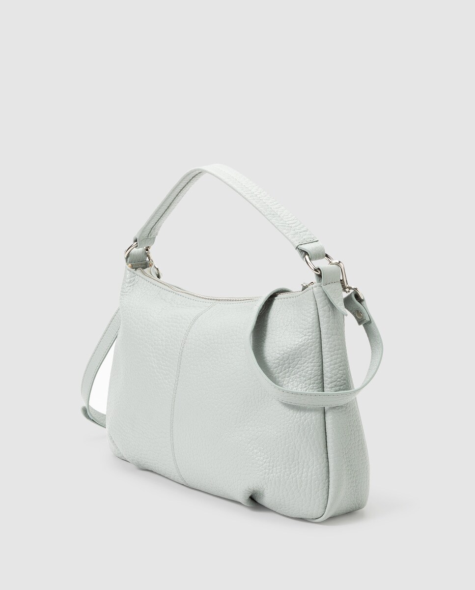 Guy Laroche Pale Blue FullGrain Leather Hobo Bag with Zip · Guy