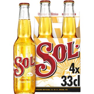 Sol Cerveja do México Pack 4 garrafa 33 cl
