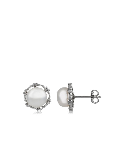 Pendientes Perla Zirconium Silver