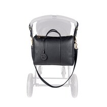 Sac layette avec matelas à langer Pasito a pasito London, cuir synthétique noir avec des étoiles