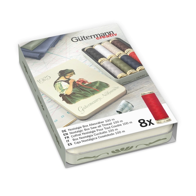 Caja decorativa Nostalgie 1925 con 8 bobinas Gutermann