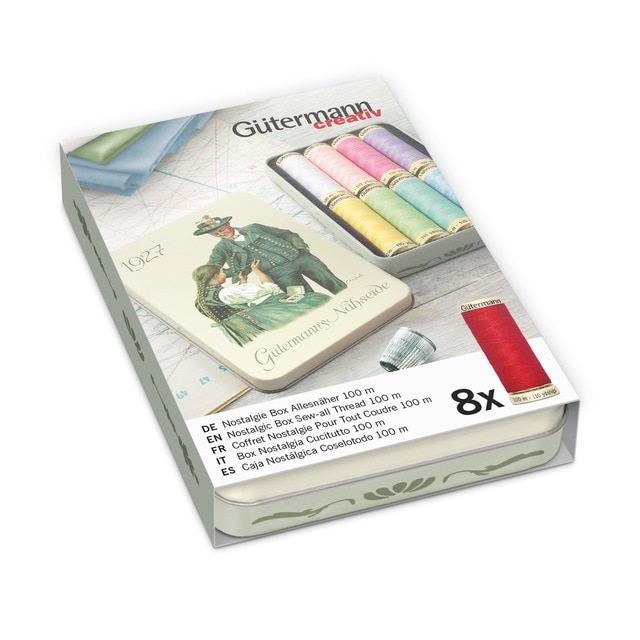 Caja decorativa Nostalgie 1927 con 8 bobinas Gutermann