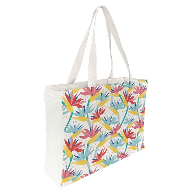Bolsa Algodón Imagen Ave del Paraiso Draeger Blanco.