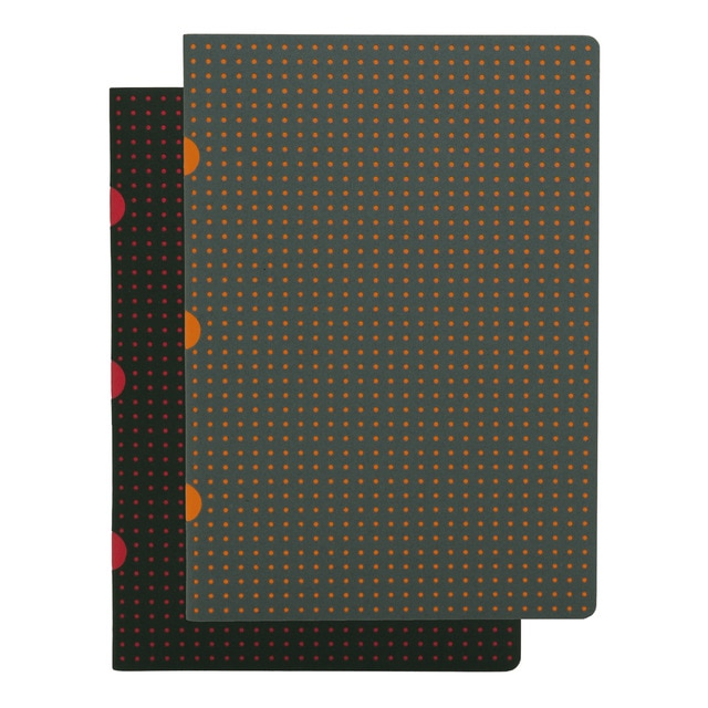 Pack 2 Libretas Cahier Círculo A5 Lisa Paper-Oh Negro y Rojo / Gris y Naranja.