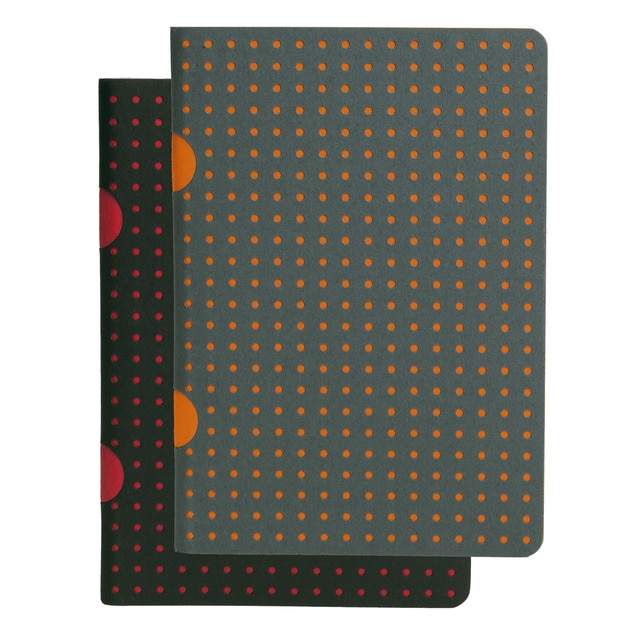 Pack 2 Libretas Rayadas B7 Cahier Circulo Paper-Oh Negro sobre Rojo / Gris sobre Naranja.
