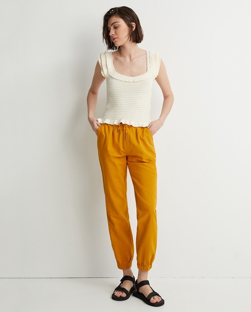 womens linen blend trousers