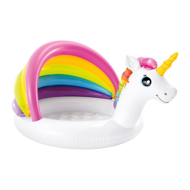Piscina hinchable para bebé con toldo unicornio