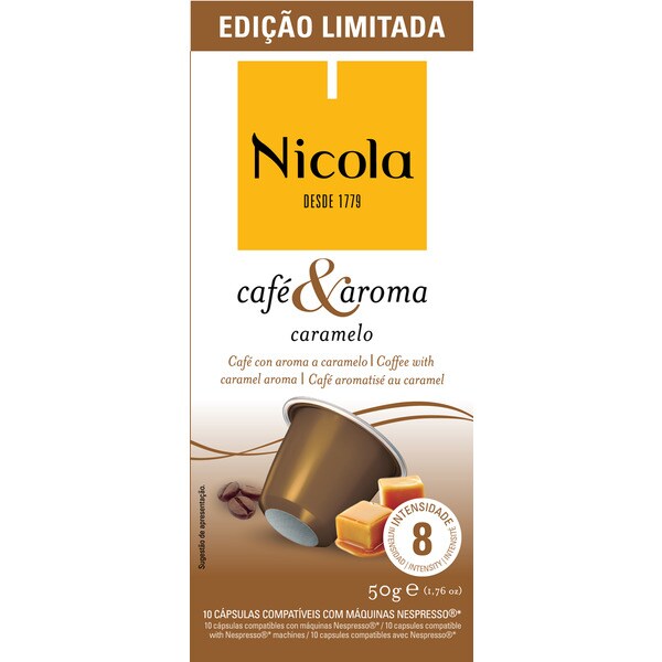 Comprar Café Aroma Caramelo para Nespresso Intensidade 8 embalagem 10  cápsulas · Nicola Café\u0026Aroma · Supermercado El Corte Inglés