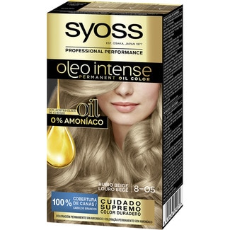 SYOSS Oleo Intense permanent colour 0% ammonia 8-05 beige blonde box 1 each care oils 100% grey hair cover